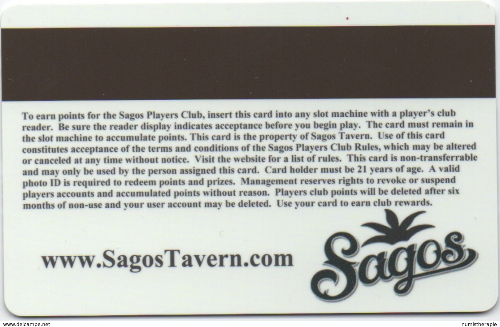 Carte Slot Machine  : Sagos Tavern : Las Vegas NV - Casino Cards