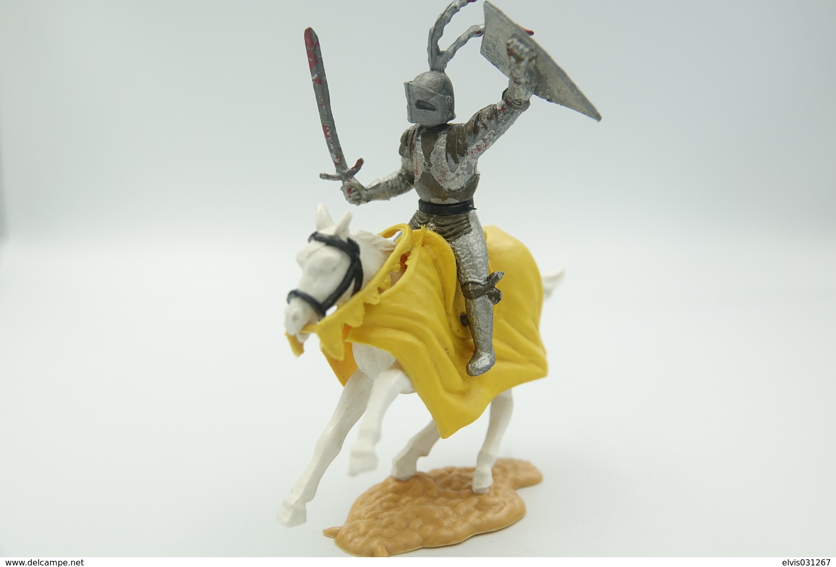 Timpo : SILVER KNIGHT RIDING HORSE WITH SWORD - 1960-70's, Made In England, *** - Figuren