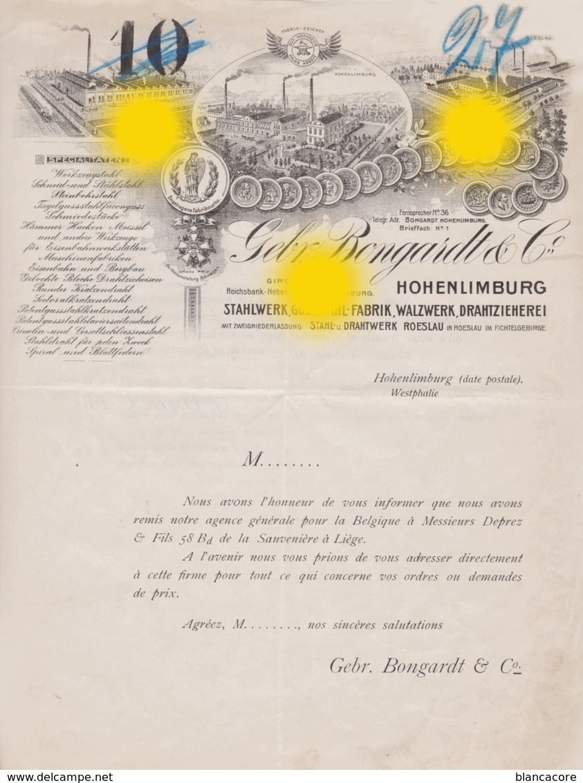 Hohenlimburg Vers 1890 Gebr. BONGARDT & Co Acier Aciérie - 1800 – 1899