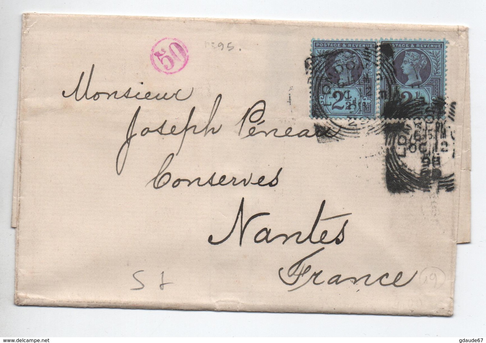1898 - LETTRE De LONDON Pour NANTES - Poststempel
