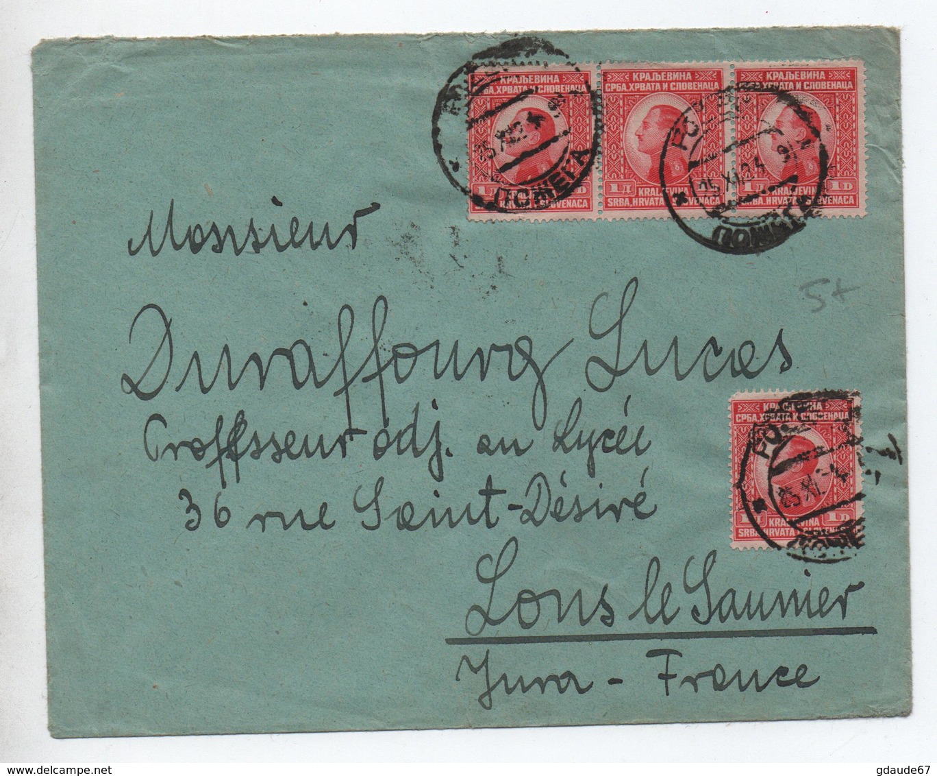 1924 - ENVELOPPE De SLOVENIE Pour LONS LE SAUNIER (JURA) - Slovenië