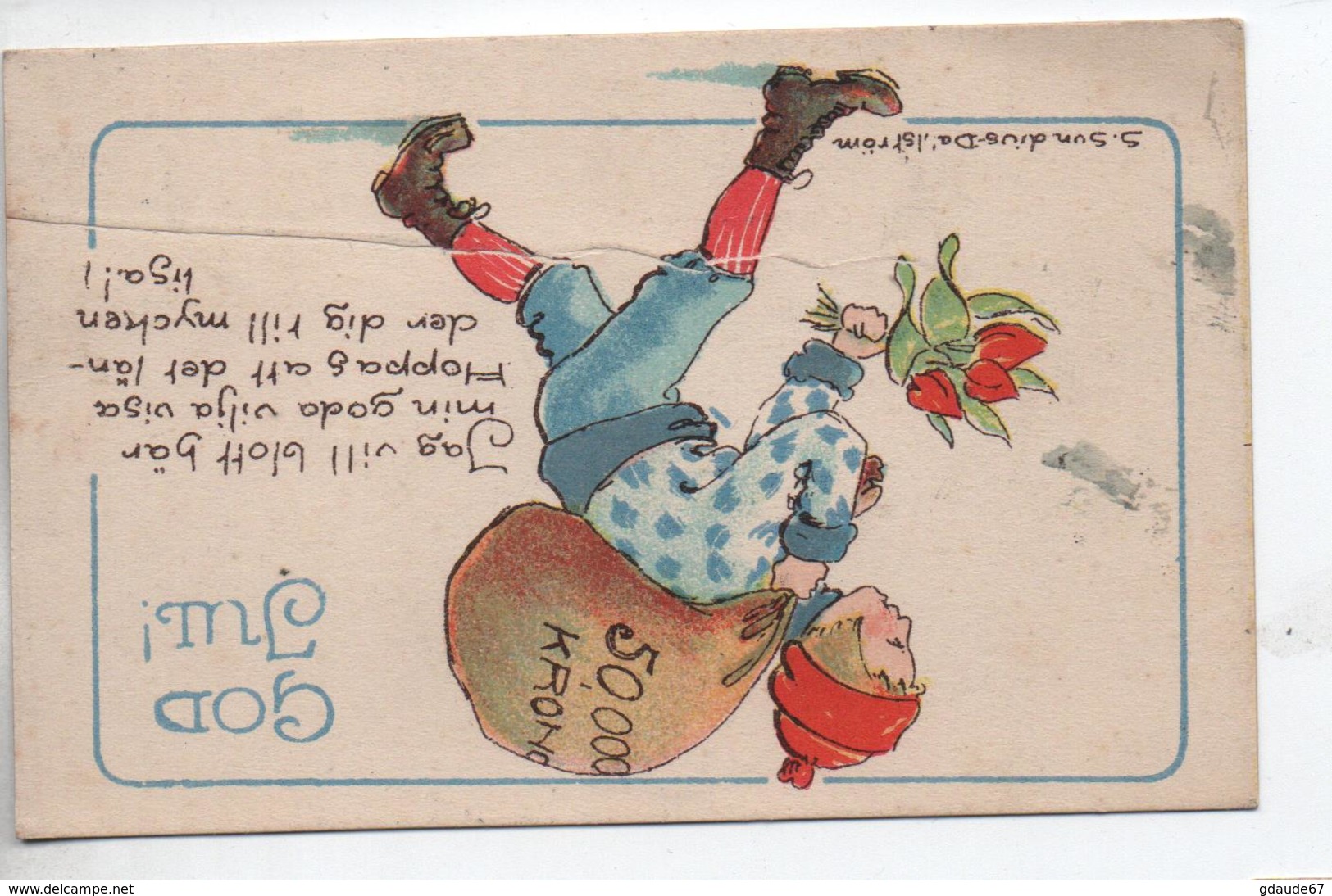 PETITE CARTE GOD JUL / JOYEUX NOEL Avec VIGNETTE - Storia Postale