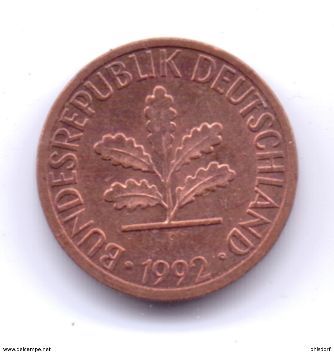 BRD 1992 D: 1 Pfennig, KM 105 - 1 Pfennig