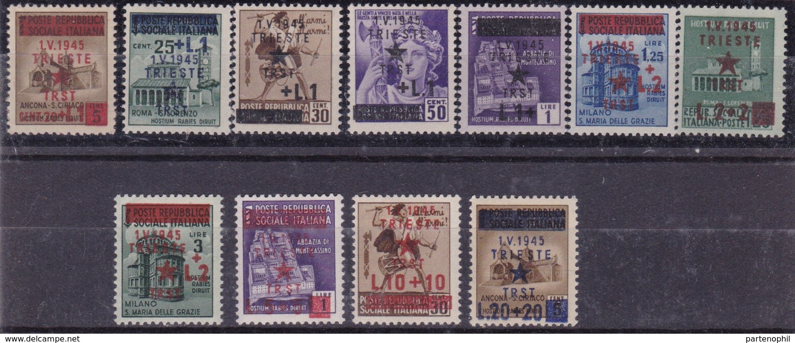 Occupazione Jugoslava - Trieste - Francobolli D'Italia Soprastampati Monumenti 1/11 MNH - Occ. Yougoslave: Trieste