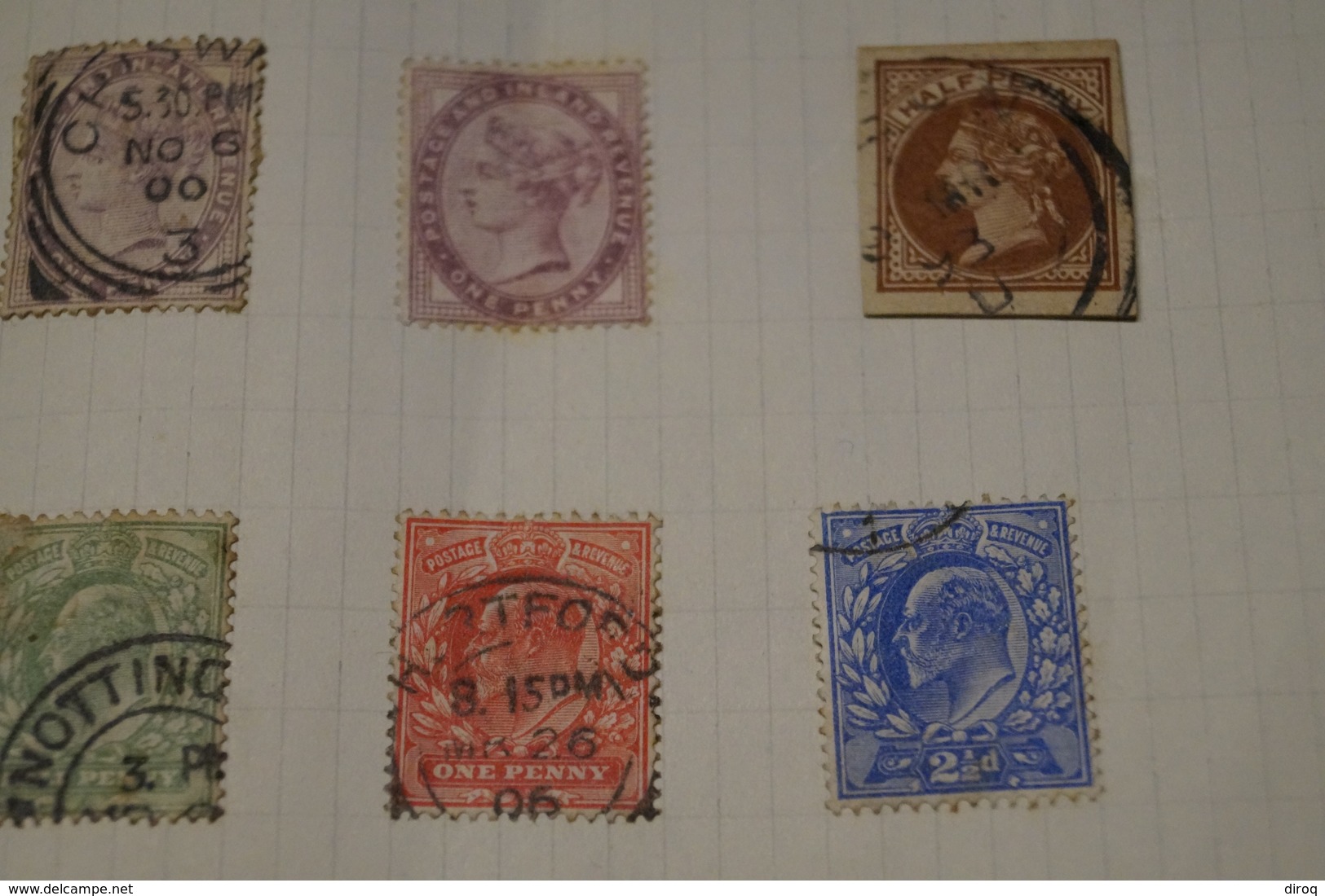 important lot de 17 anciens timbres avec belles oblitérations,timbres anciens,sur charnière,UK,pour collection