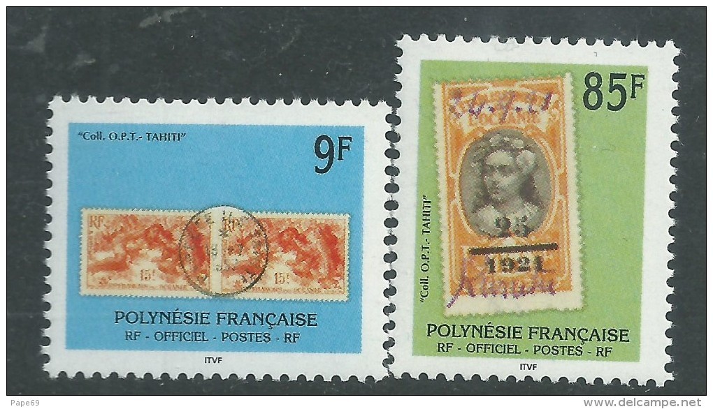 Polynésie Service N° 27 / 28 XX  :  Timbres Et Cachets Sur Timbres : 9 F. Et 85 F. Les 2 Valeurs  Sans Charnière, TB - Oficiales