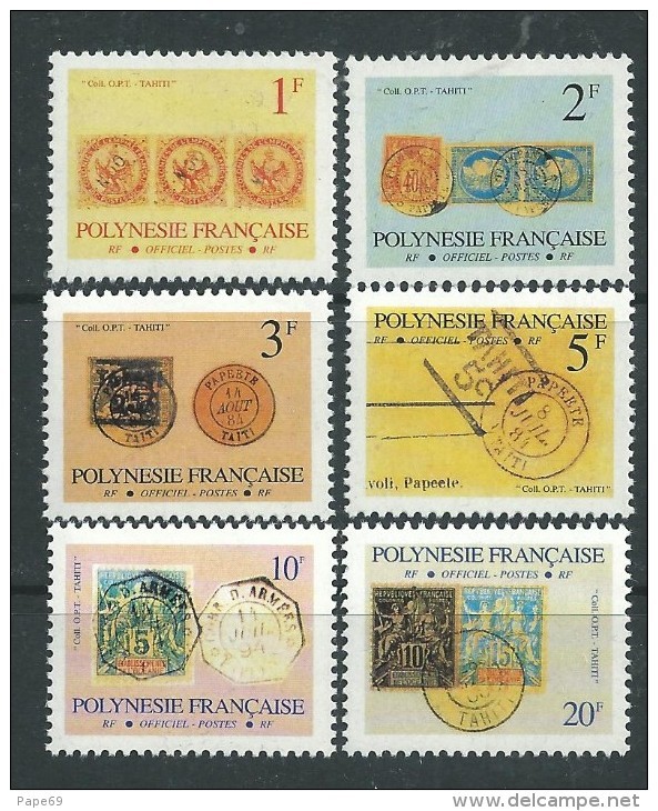 Polynésie Service N° 16 / 25  XX  :  Timbres Et Cachets Sur Timbres, La Série Des 10 Valeurs  Sans Charnière, TB - Servizio