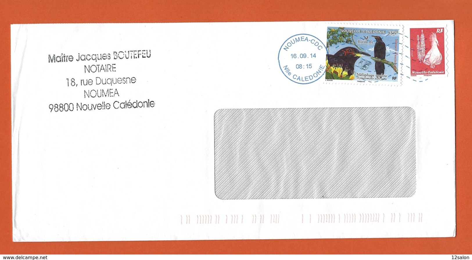 LETTRE NOUVELLE CALEDONIE Obl NOUMEA 2012  Theme OISEAU MELIPHAGE TOULOU CAGOU - Storia Postale