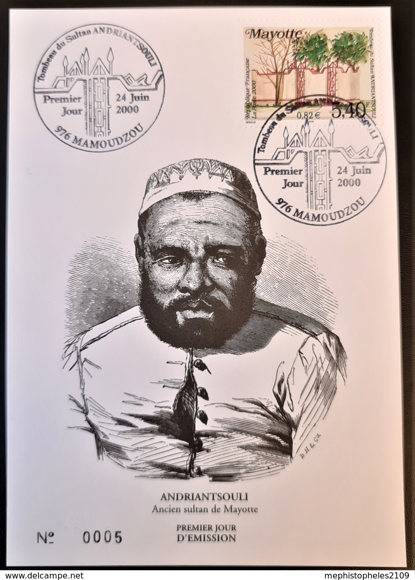 MAYOTTE 2000 - FDC Numéroté 0006 - Adriantsouli - Lettres & Documents