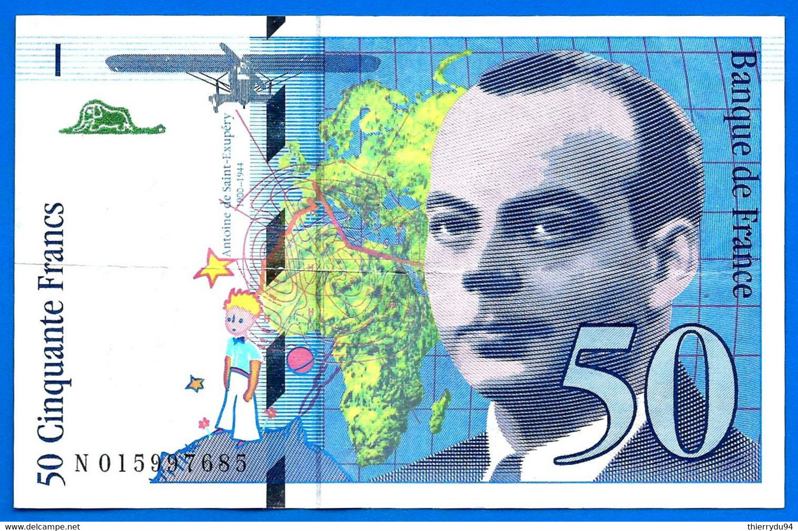 France 50 Francs 1994 Serie N Que Prix + Port Avion Bi Plan Saint Exupery Frcs Frc Paypal Bitcoin OK - 50 F 1992-1999 ''St Exupéry''