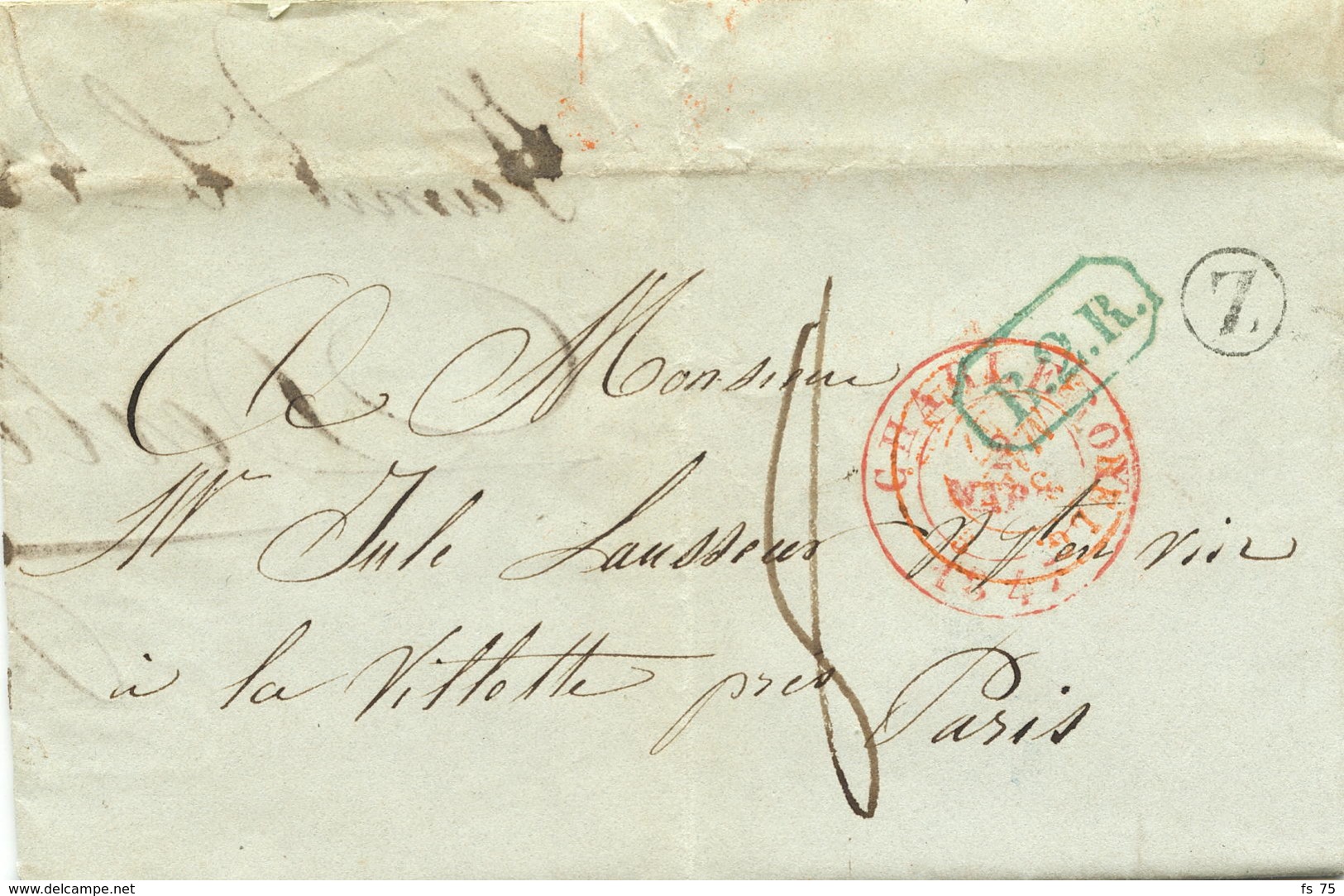 BELGIQUE - CAD CHARLEROY + BOITE Z SUR LETTRE AVEC TEXTE DE JUMET POUR LA FRANCE, 1847 - 1830-1849 (Onafhankelijk België)