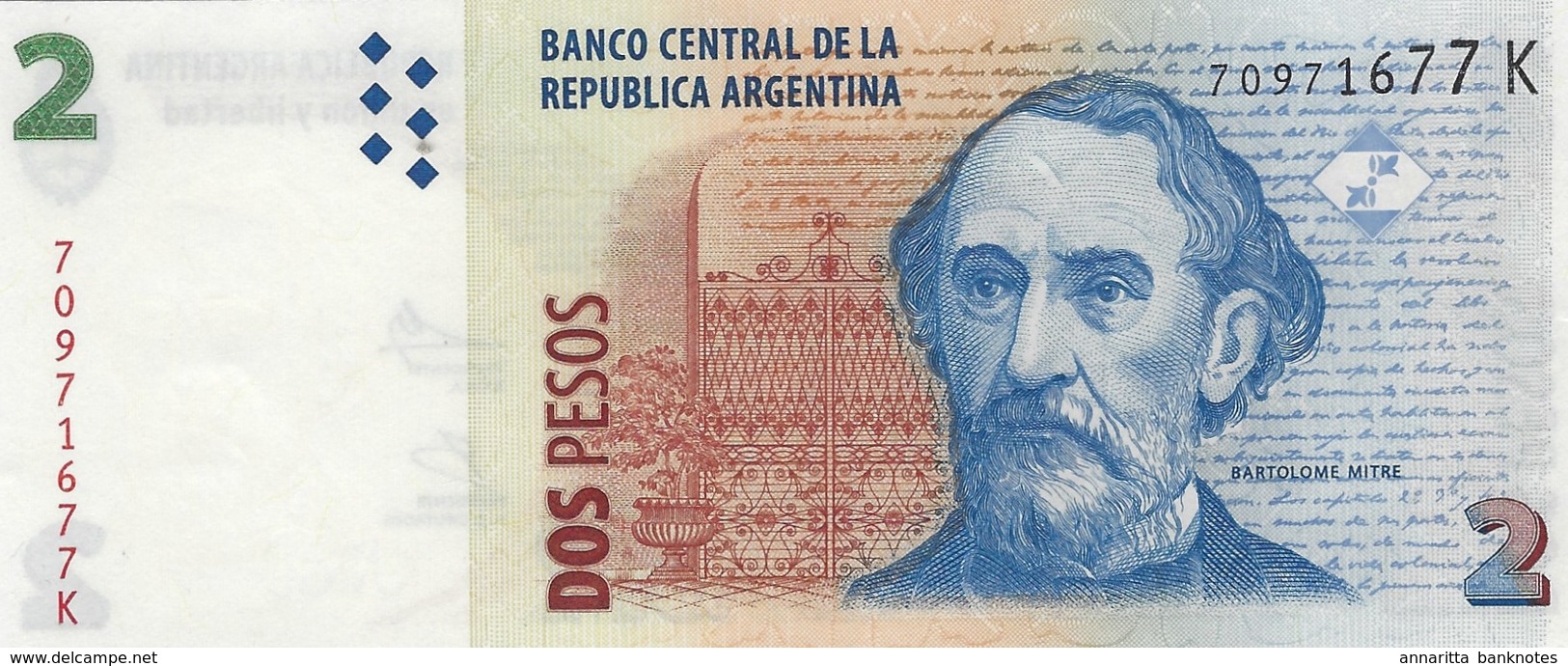 Argentina (BCRA) 2 Pesos ND (2012) Series K UNC Cat No. P-352a / AR405g - Argentine