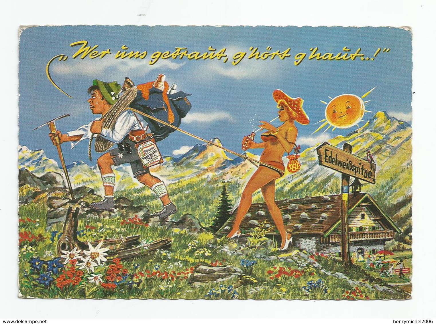 Autriche Austria Velden Alpiniste Pin Up Illustrée Humour Autrichien - Velden