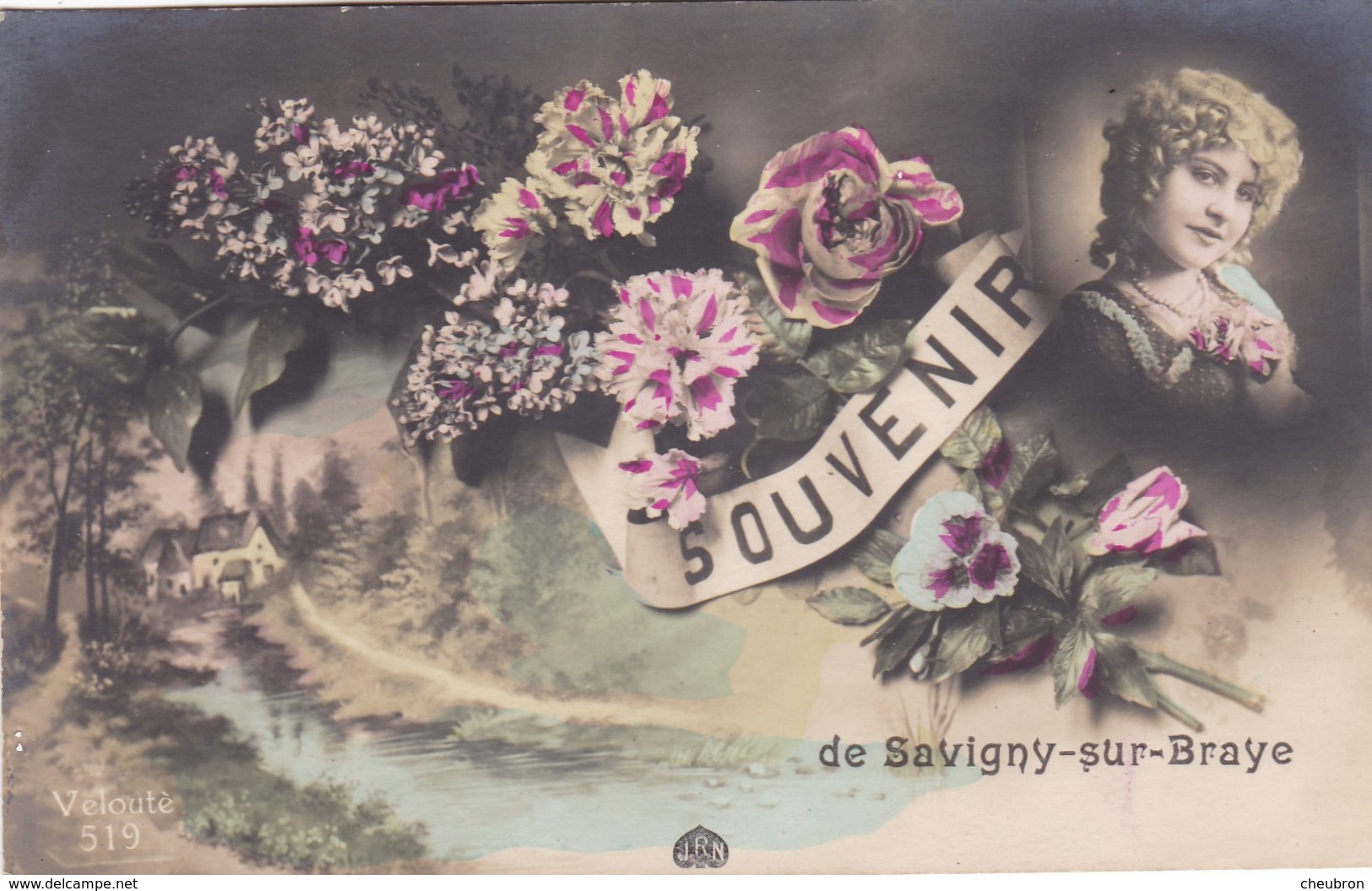 41. SAVIGNY SUR BRAYE. CPA . RARETE. " SOUVENIR DE SAVIGNY SUR BRAYE "ANNÉE 1915 - Other & Unclassified