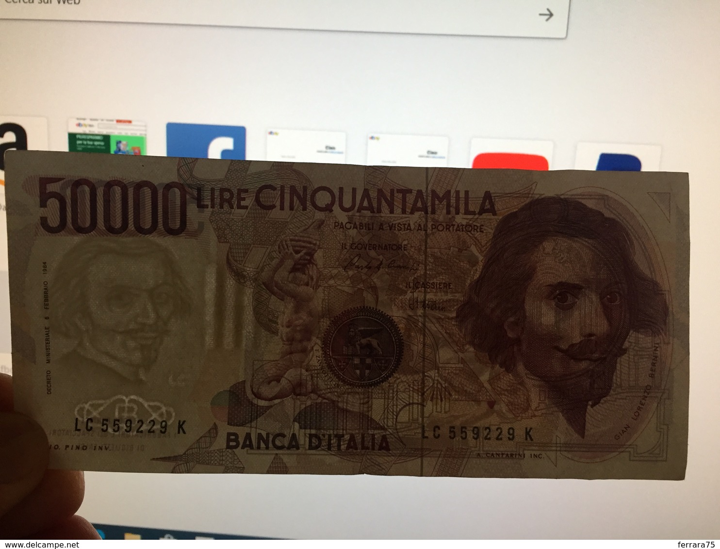 BANCONOTA 50000 LIRE BERNINI USATA. - 50000 Lire