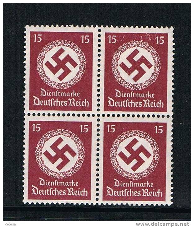 DUITSE RIJK - DERDE RIJK  ZEGELS SERVICE  BLOKJE VAN 4 - N° 100  - 1934  ** - Used Stamps