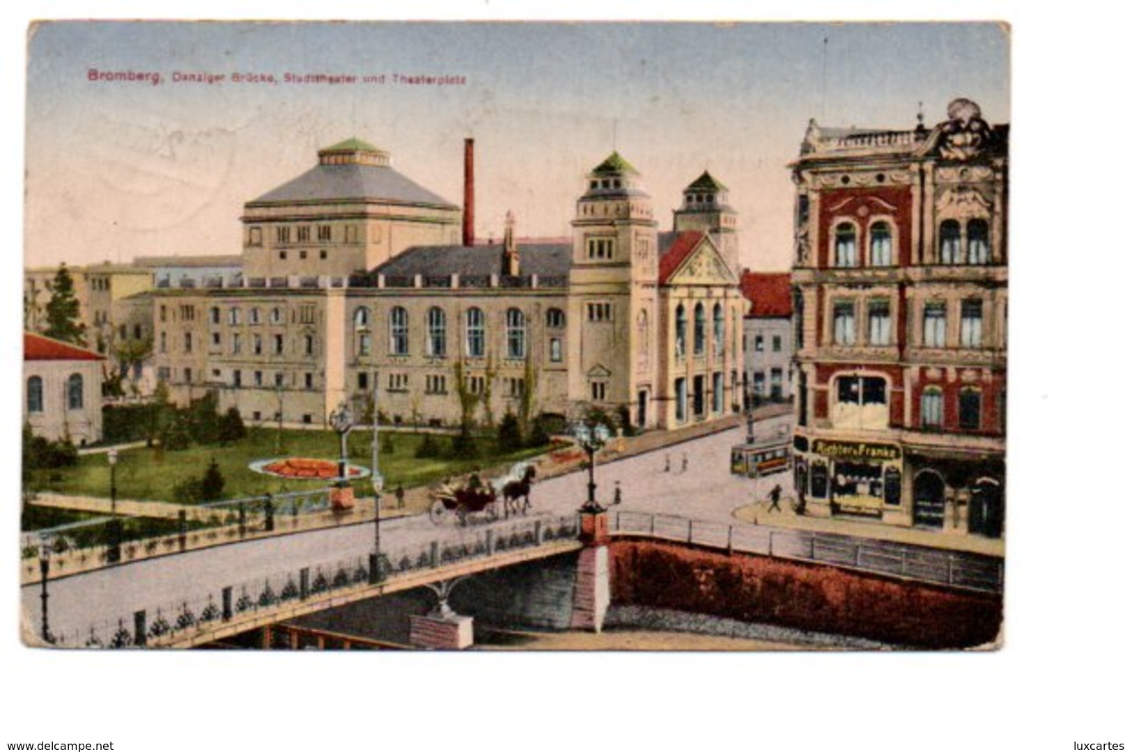 BROMBERG / BYDGOSCZ.  DANZIGER BRÜCKE. STADTTHEATER UND THEATERPLATZ. . - Pologne