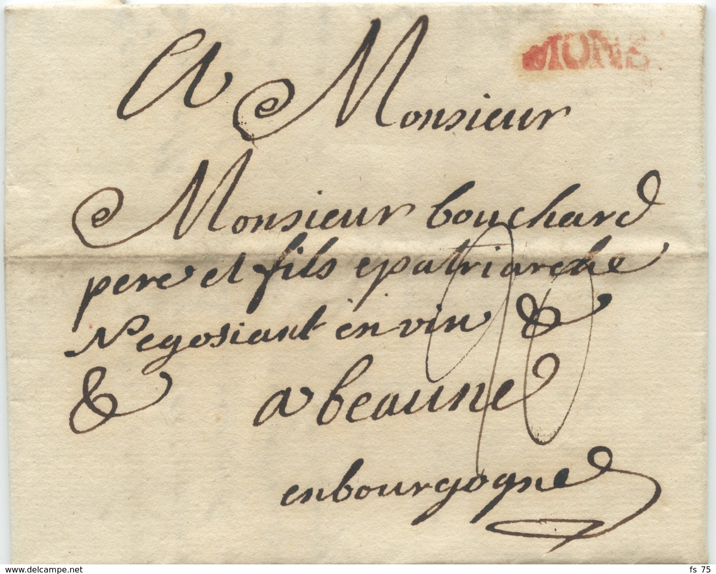 BELGIQUE - MONS ROUGE SUR LETTRE AVEC TEXTE POUR LA FRANCE, 1781 - 1714-1794 (Oesterreichische Niederlande)