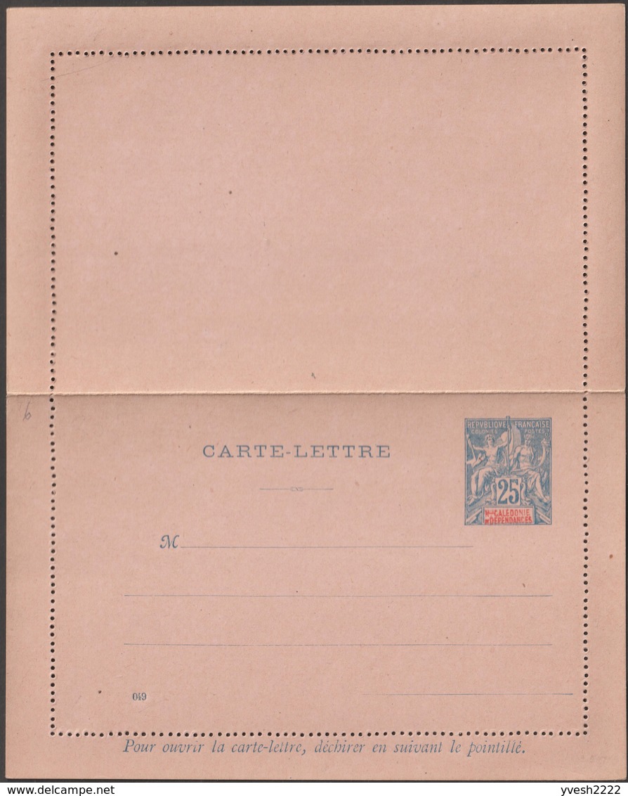 Nouvelle Calédonie 1900 Et 1901, 4 Entiers Postaux, Carte Avec Réponse Payée, 3 Cartes-lettres (CP 8, CL 8, 9, 10b) - Postwaardestukken