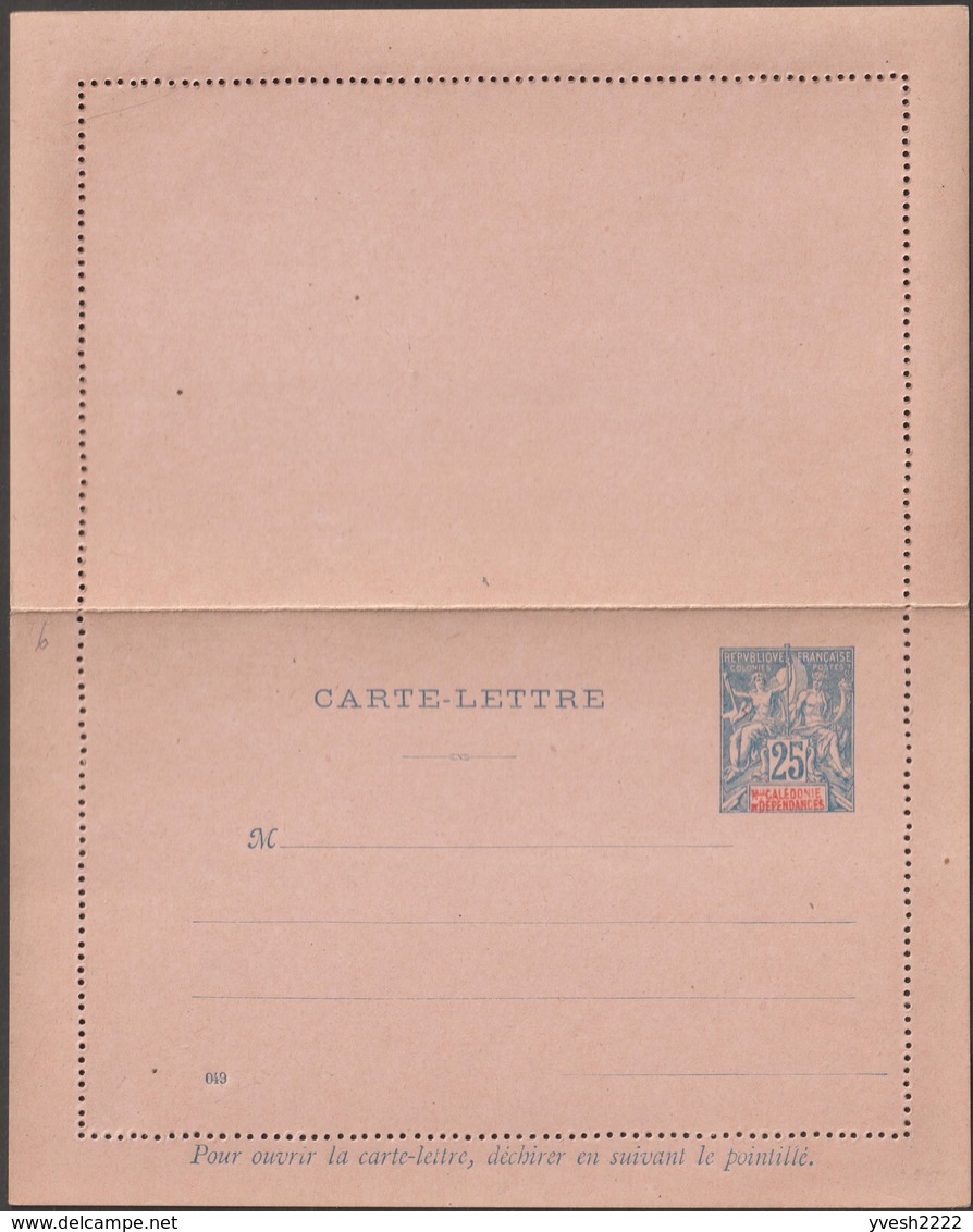 Nouvelle Calédonie 1900 Et 1901, 4 Entiers Postaux, Carte Avec Réponse Payée, 3 Cartes-lettres (CP 8, CL 8, 9, 10b) - Interi Postali