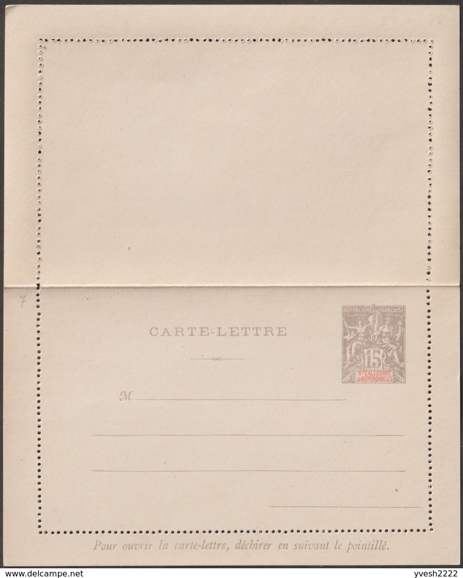 Nouvelle Calédonie 1900 Et 1901, 4 Entiers Postaux, Carte Avec Réponse Payée, 3 Cartes-lettres (CP 8, CL 8, 9, 10b) - Postwaardestukken