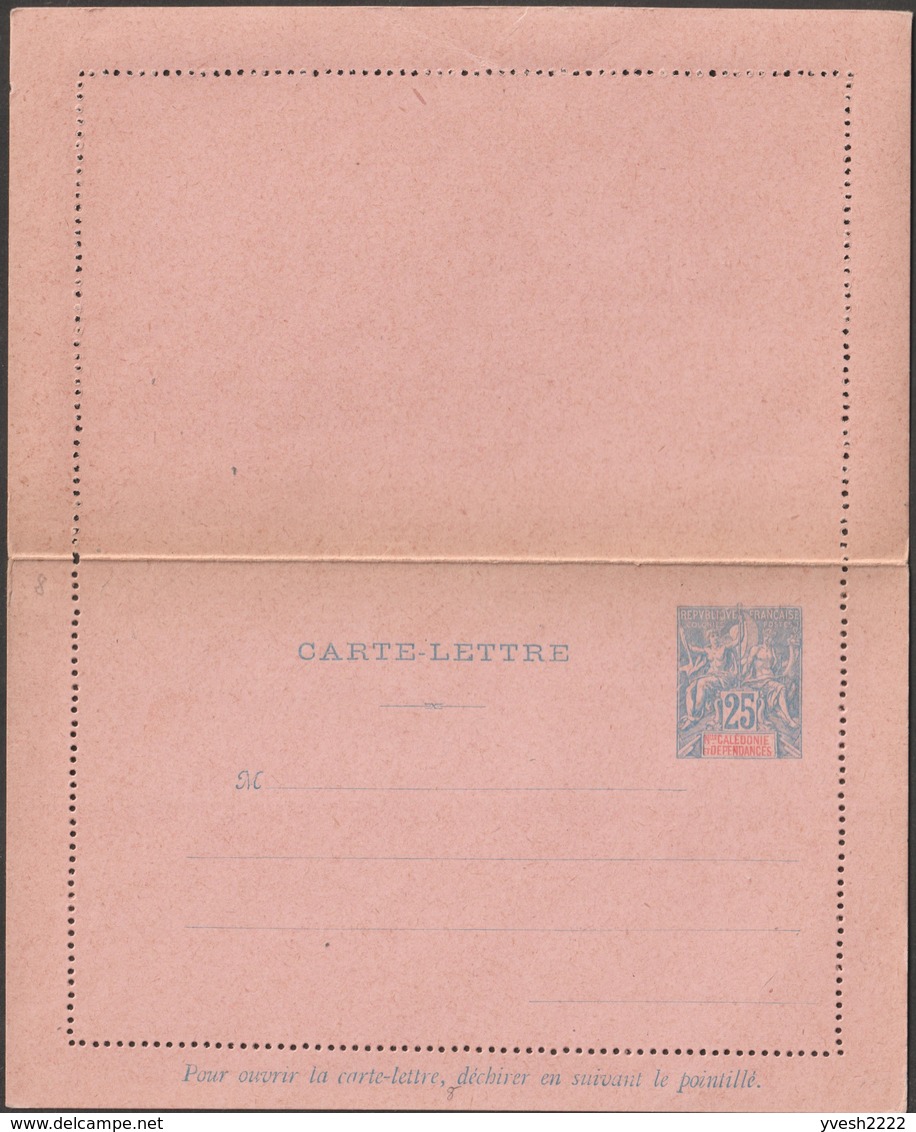 Nouvelle Calédonie 1900 Et 1901, 4 Entiers Postaux, Carte Avec Réponse Payée, 3 Cartes-lettres (CP 8, CL 8, 9, 10b) - Entiers Postaux