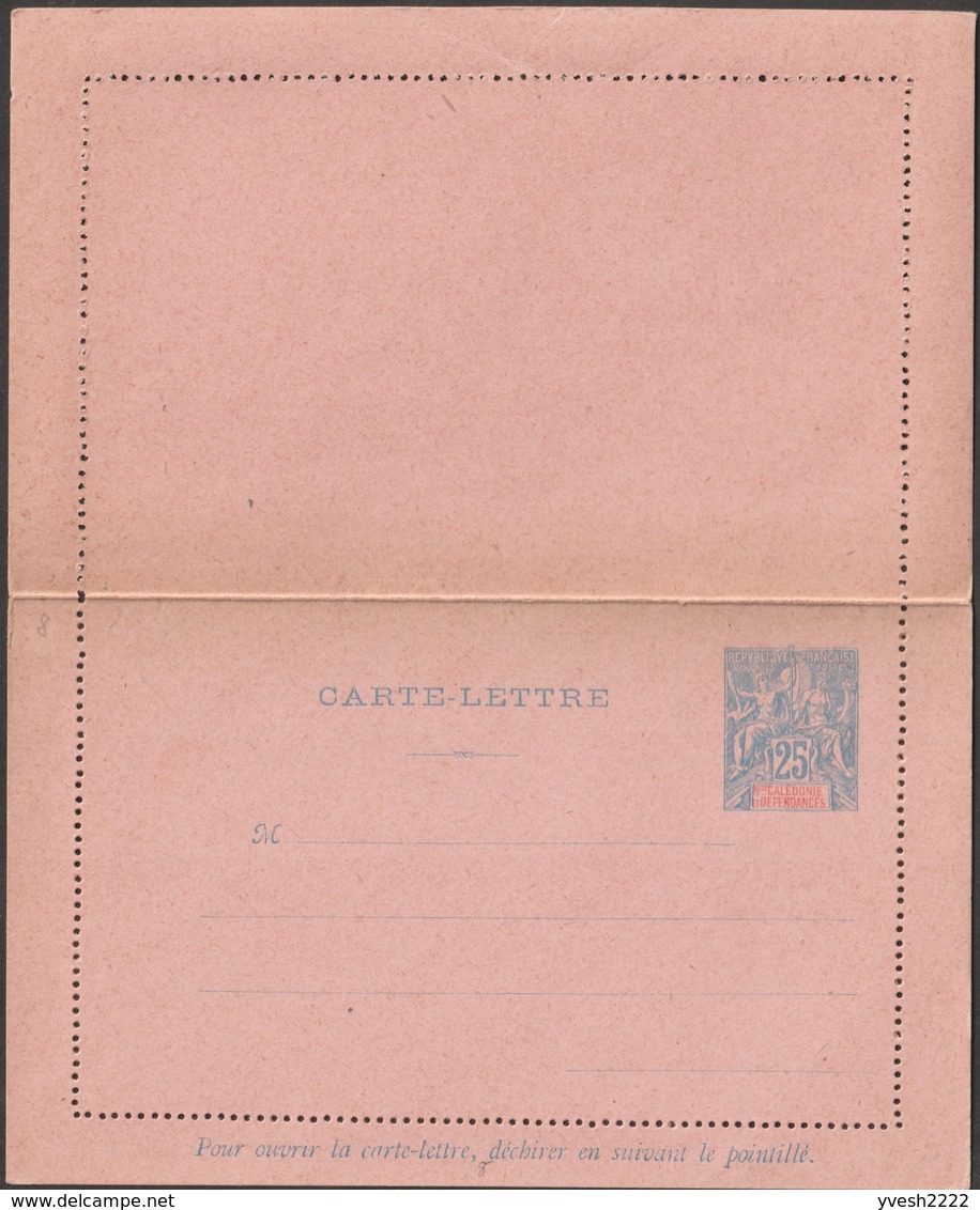 Nouvelle Calédonie 1900 Et 1901, 4 Entiers Postaux, Carte Avec Réponse Payée, 3 Cartes-lettres (CP 8, CL 8, 9, 10b) - Interi Postali