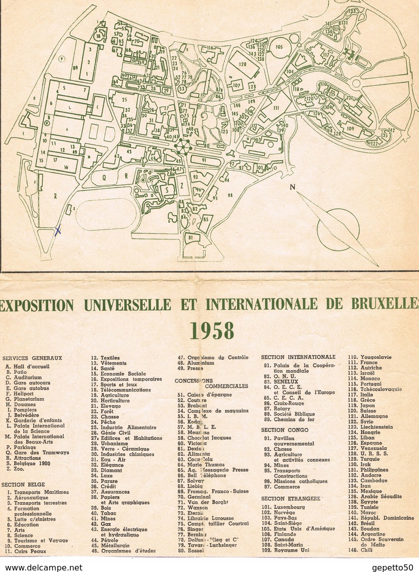 Bruxelles Expo 58   Petit Plan Sur Papier Journal 21x27 Cm Etat Usagé Double Face Bilingue - Ohne Zuordnung