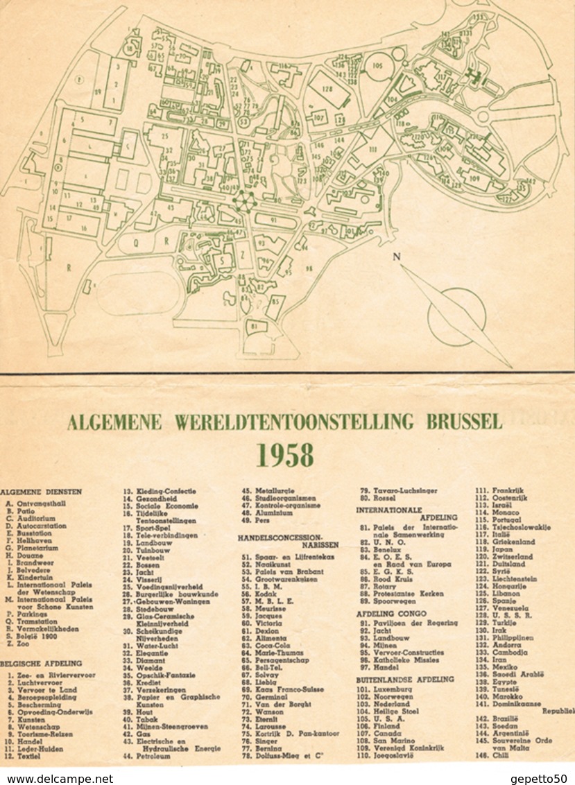 Bruxelles Expo 58   Petit Plan Sur Papier Journal 21x27 Cm Etat Usagé Double Face Bilingue - Ohne Zuordnung