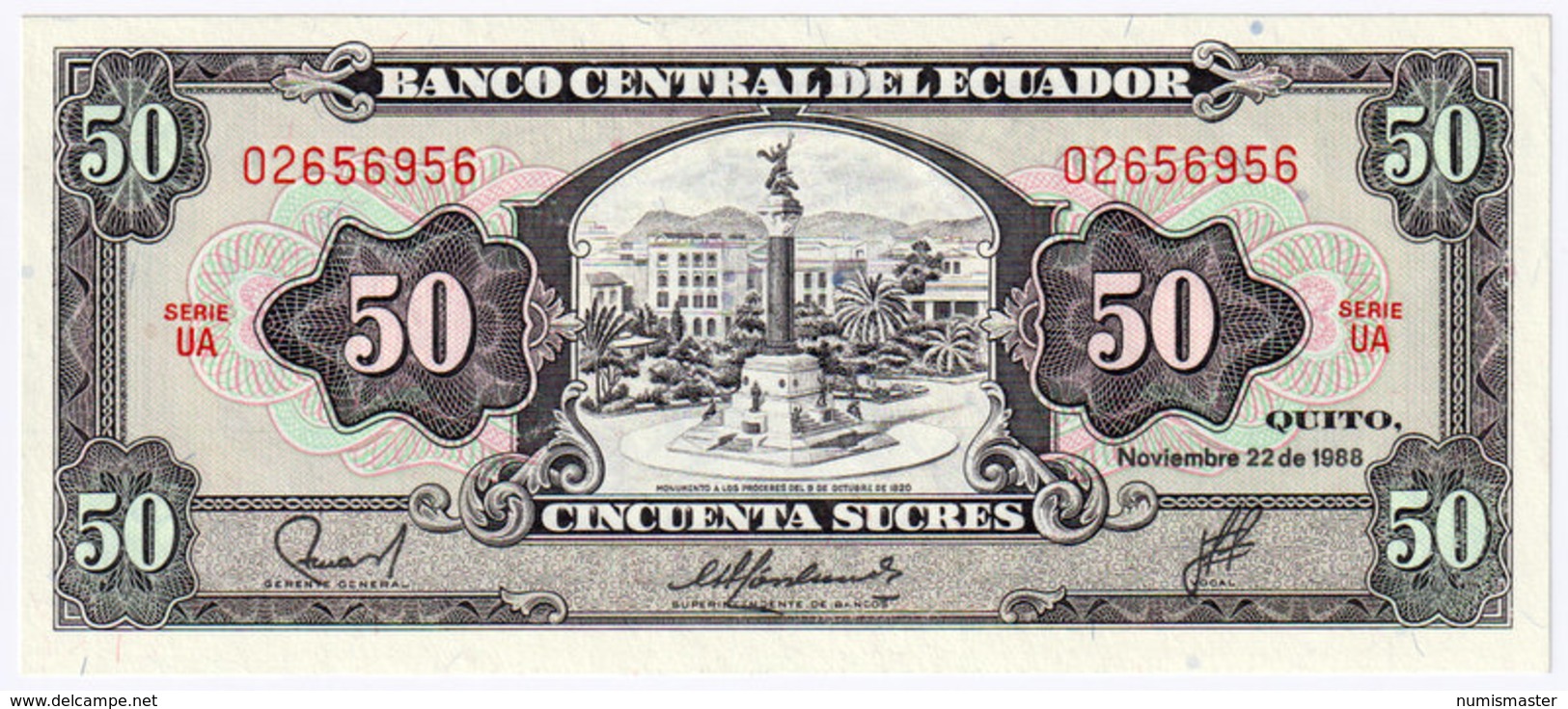 ECUADOR , 50 SUCRES , 22.11.1988. P-122a , UNC - Ecuador