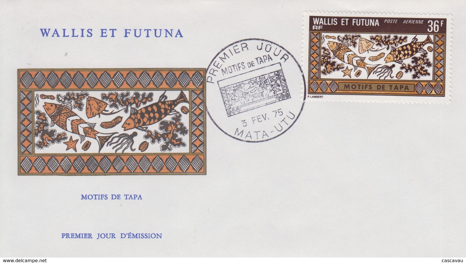 Enveloppe   FDC  1er  Jour     WALLIS  Et  FUTUNA    Artisanat   Motifs  De  Tapa   1975 - FDC