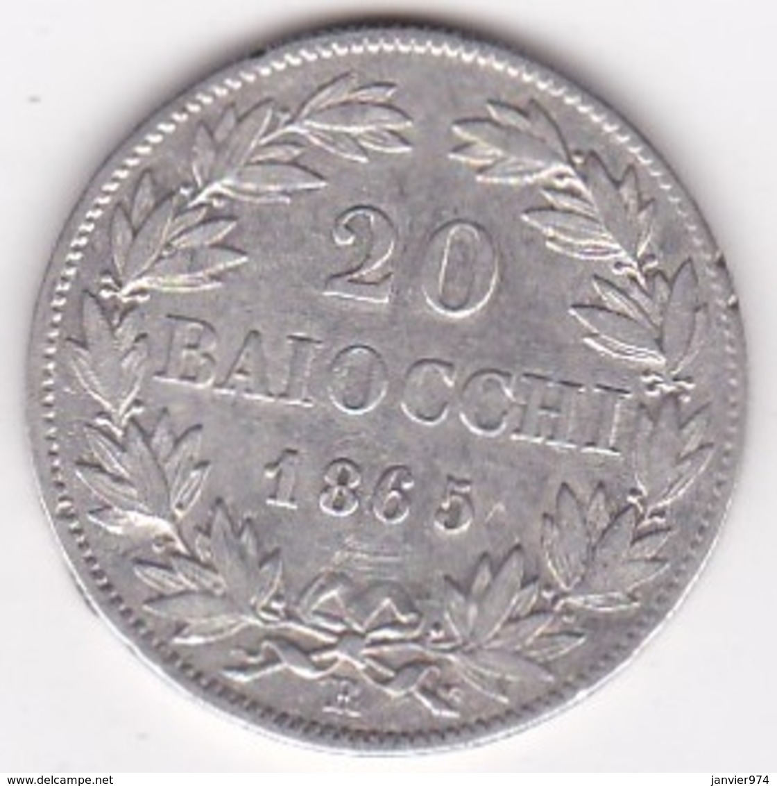 20 Baiocchi 1865 An. XX, Zecca Di Roma, Pie IX / Pio IX , Argent - Vatican