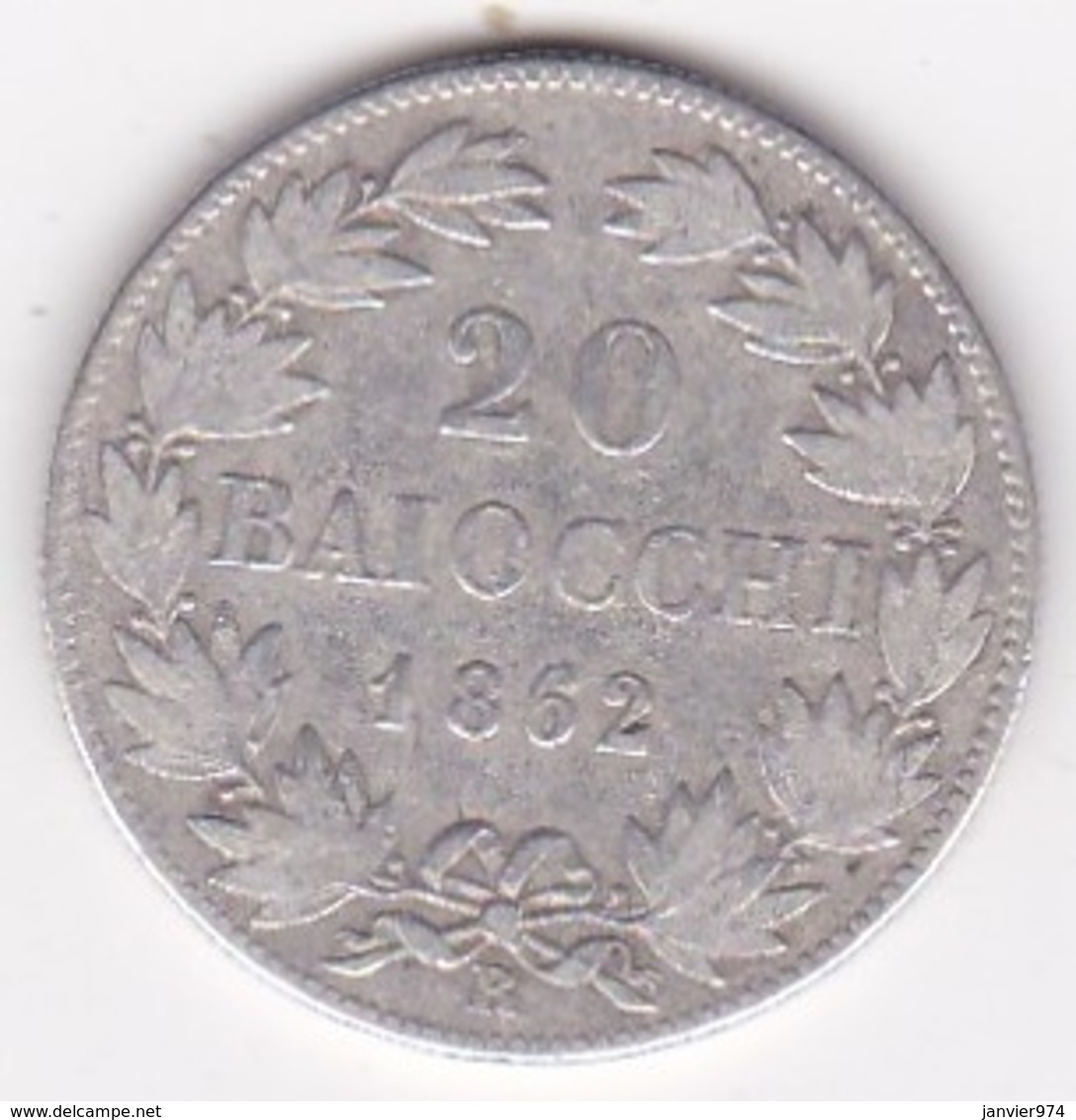 20 Baiocchi 1862 An. XVII, Zecca Di Roma, Pie IX / Pio IX , Argent - Vaticano