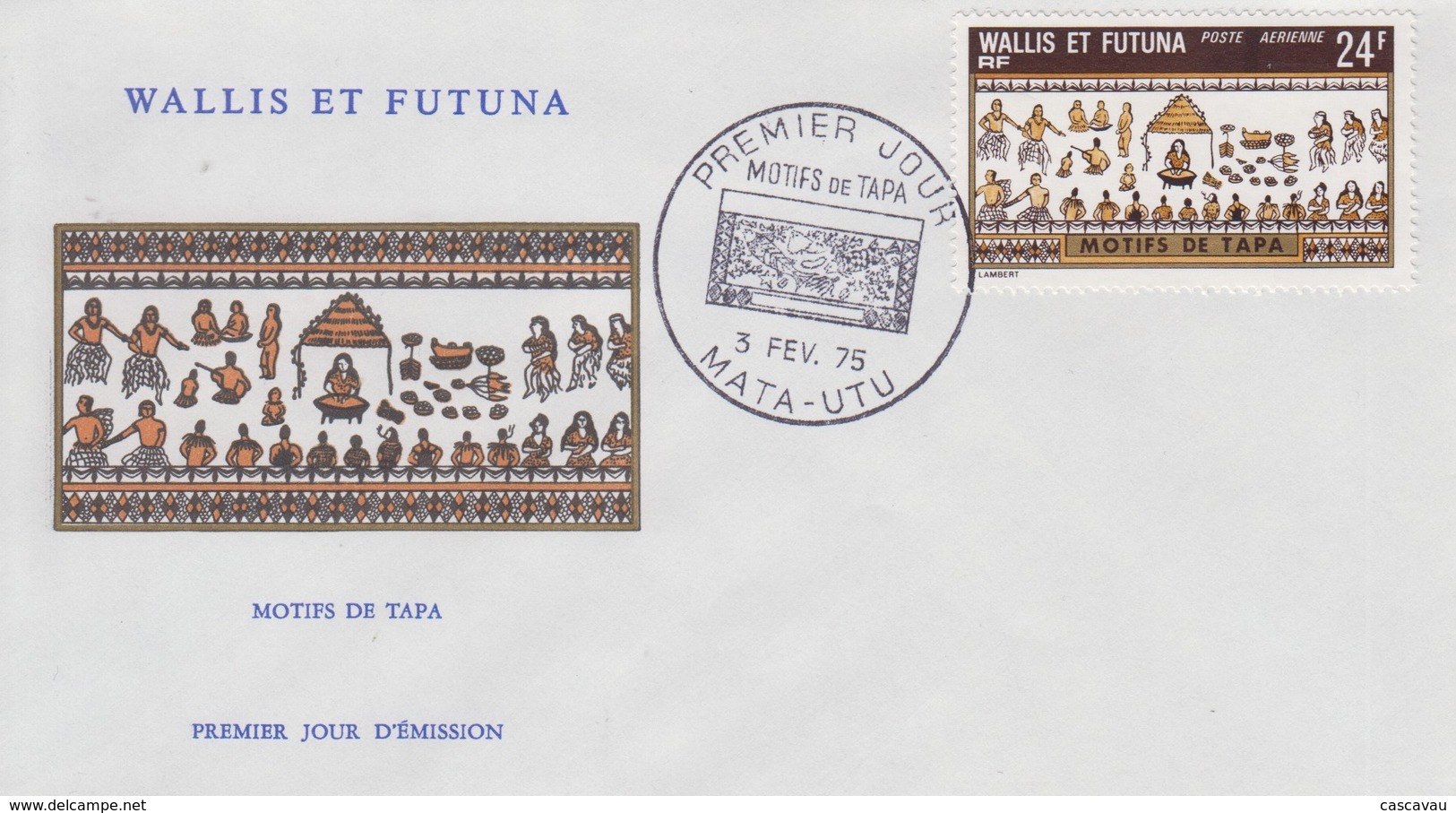 Enveloppe   FDC  1er  Jour     WALLIS  Et  FUTUNA    Artisanat   Motifs  De  Tapa   1975 - FDC