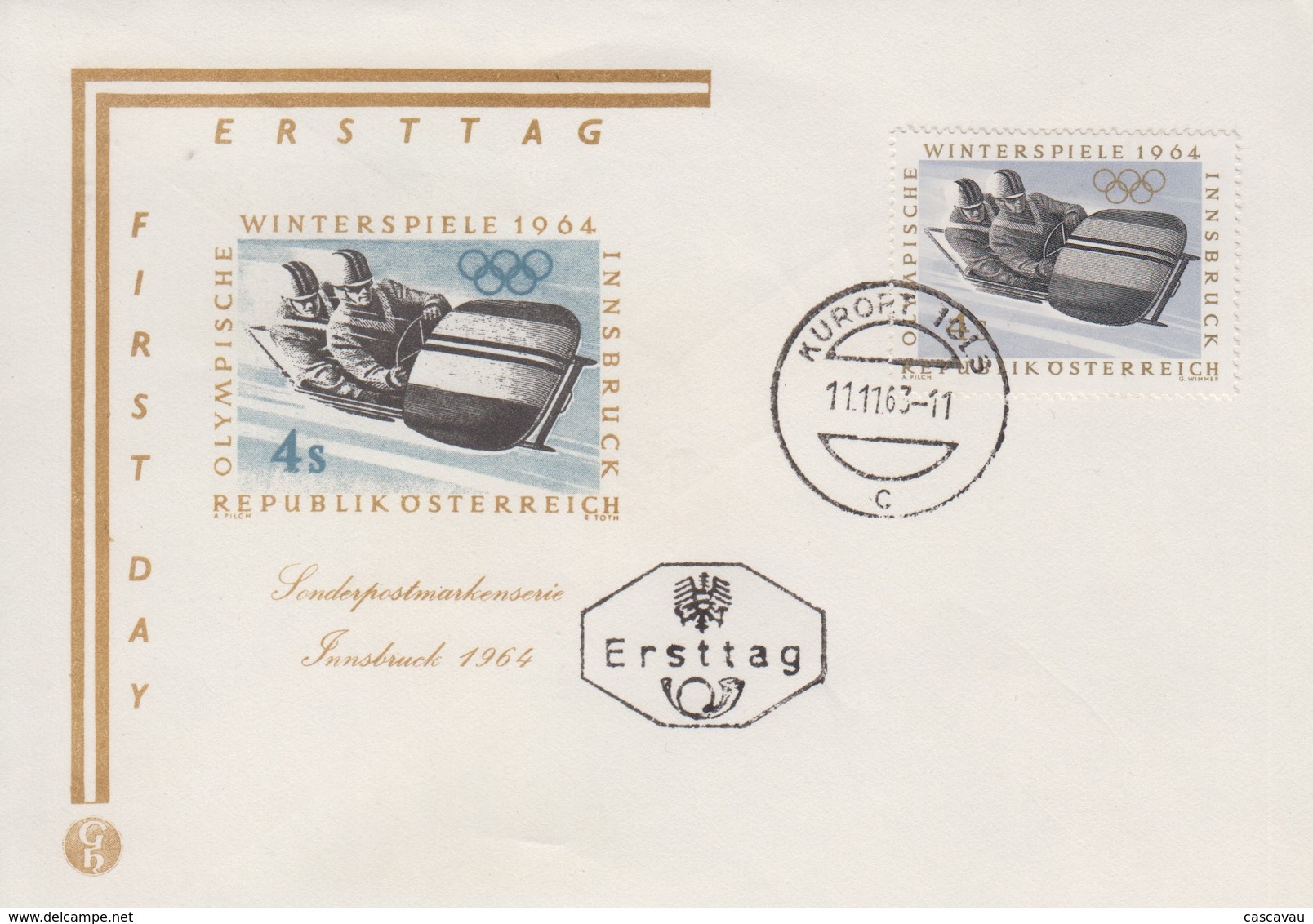 Enveloppe  FDC  1er  Jour   AUTRICHE   Jeux  Olympiques    INNSBRUCK   1964 - Winter 1964: Innsbruck