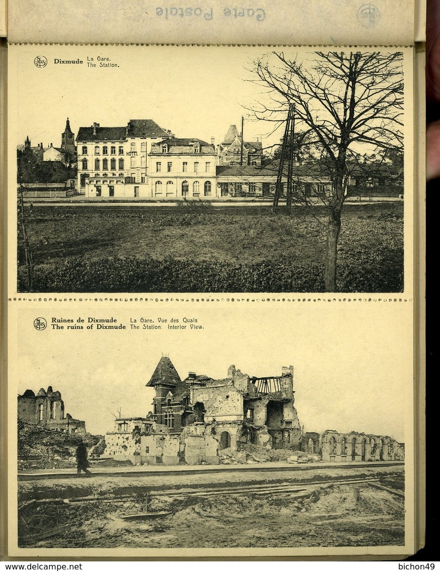 Dixmude Diksmuide Avant Et Après La Guerre 1914 1914 Grand Carnet De 20 Cartes Postales Nels 15 Par 19 Cm - Diksmuide