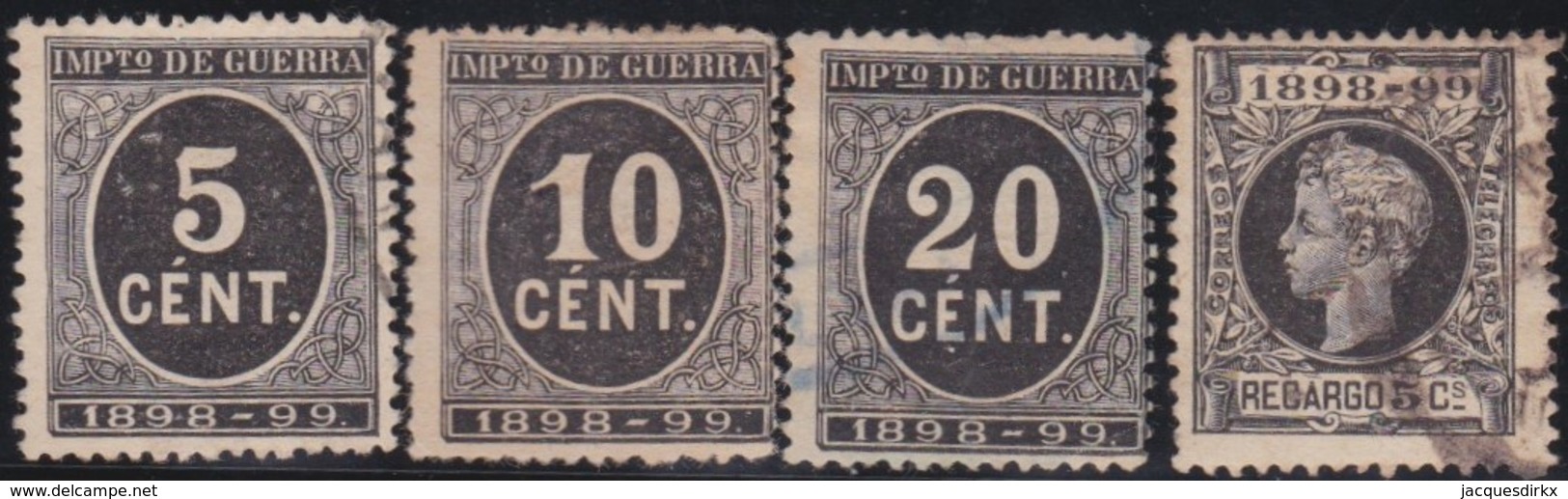 Espana   .    Yvert  .     Impots Du Guere  .   4 Timbres       .     O       .      Oblitéré  .  /  .   Cancelled - Tasse Di Guerra