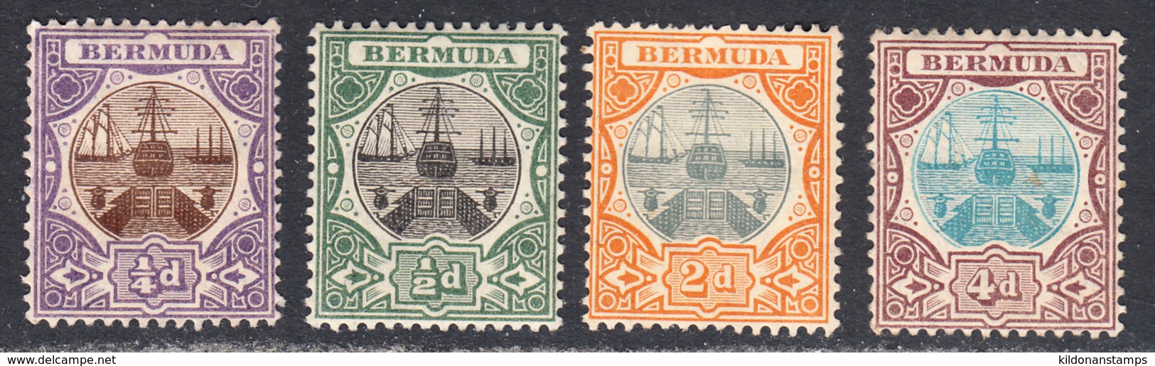 Bermuda 1906-1910 Wmk Multi CA, Mint Mounted, Sc# ,SG 34,35,39,42, Mi - Bermudes