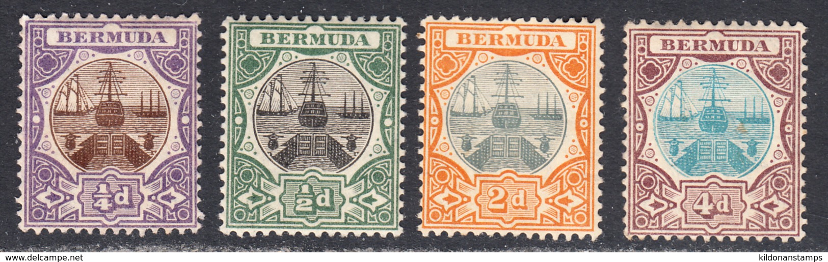 Bermuda 1906-1910 Wmk Multi CA, Mint Mounted, Sc# ,SG 34,35,39,42, Mi - Bermuda