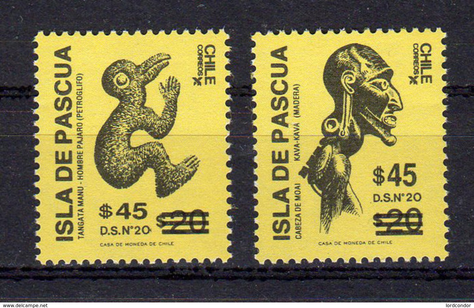 CHILE - 1988 – 1991 – Easter Island DS N°20, Surcharged, Folk, Art - VF MNH - Chile