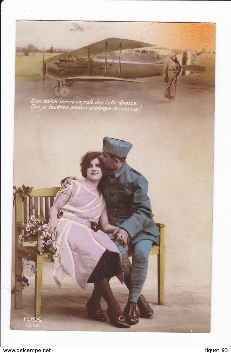 Lot 3 Cp - Militaire Courtisant Une Jeune Femme  Avec Avion De Guerre En Haut En Commun - Autres & Non Classés