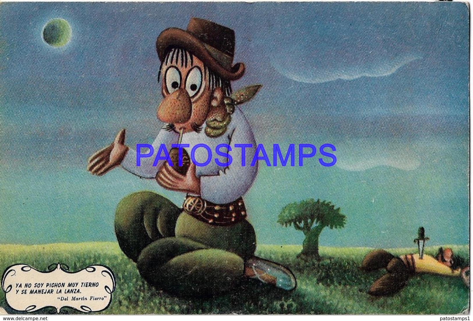 132666 ARGENTINA ART ARTE HUMOR MARTIN FIERRO GAUCHO BREAK POSTAL POSTCARD - Belice