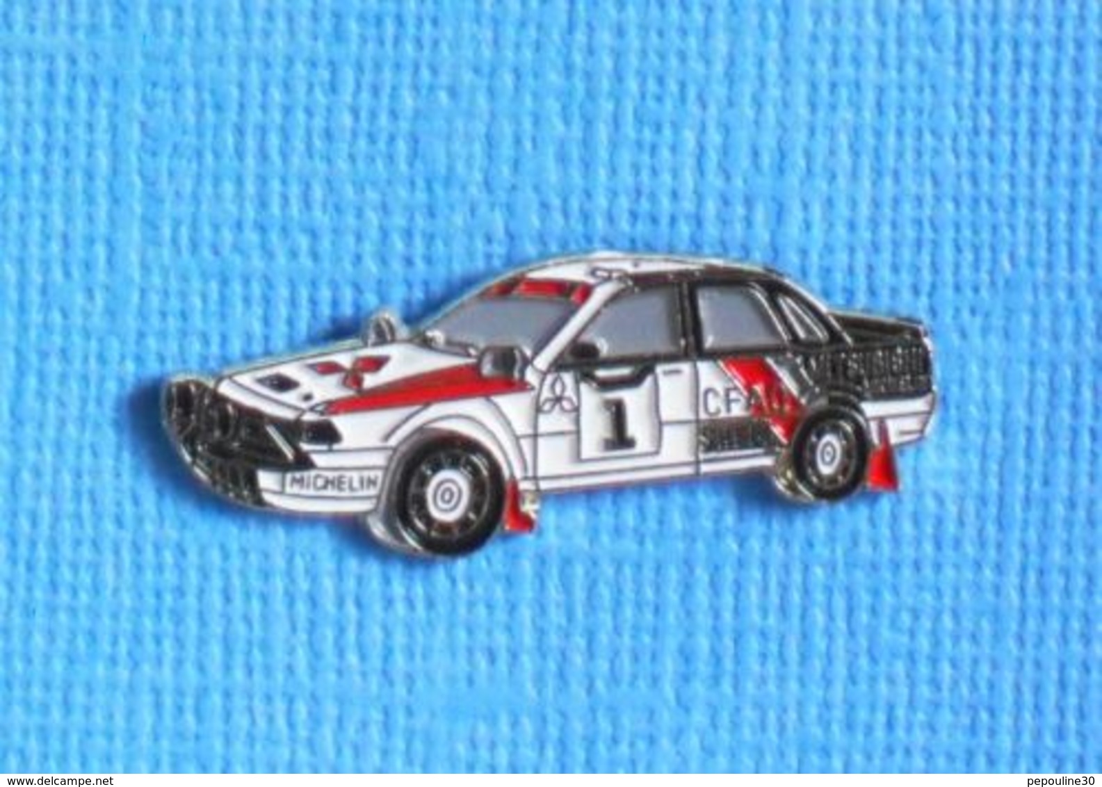 1 PIN'S //  ** MITSUBISHI RALLYE GALANT VR-4 / SHELL / MICHELIN / N°1 ** - Mitsubishi