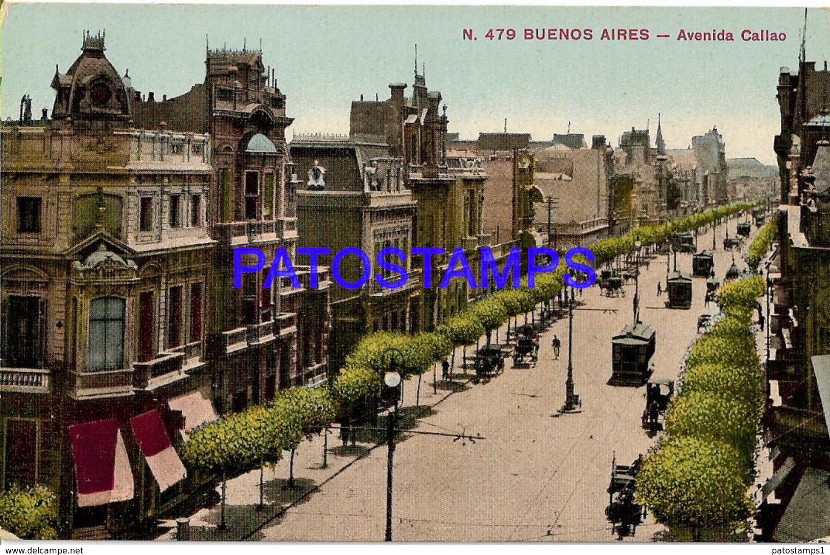 132706 ARGENTINA BUENOS AIRES AVENIDA CALLAO & TRANVIA TRAMWAY  POSTAL POSTCARD - Belice