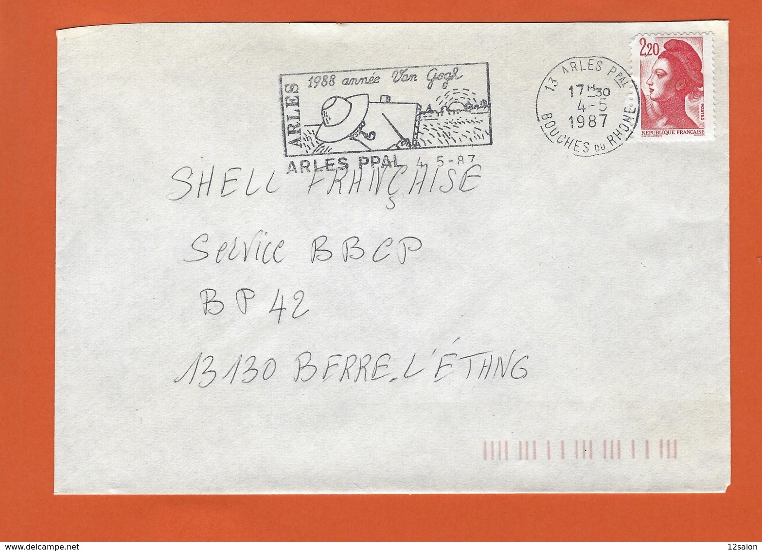 LETTRE FRANCE Obl ARLES 1987 THEME VAN GOGH PEINTRE ART - Andere & Zonder Classificatie