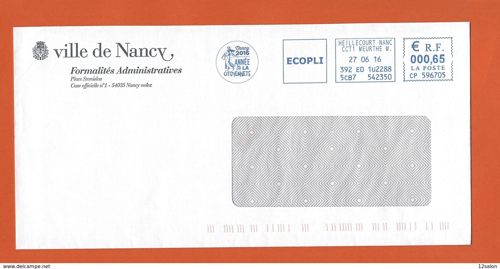 LETTRE FRANCE  Obl HEILLECOURT THEME SEMEUSE NANCY CITOYENNETÉ - Mechanical Postmarks (Advertisement)