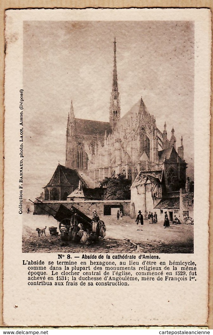 X80014 AMIENS Somme Abside Cathédrale Poste PROUZEL 1907 - Collection BARNAUD Photo LAON N°8 Papier CANSON - Amiens