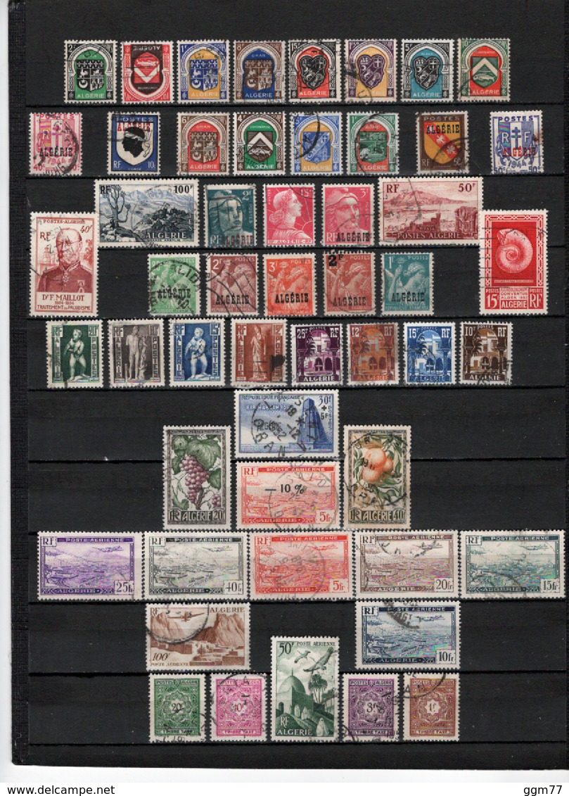52 TIMBRES ALGERIE OBLITERES DE 1945 à 1949       Cote : 24,25 € - Used Stamps