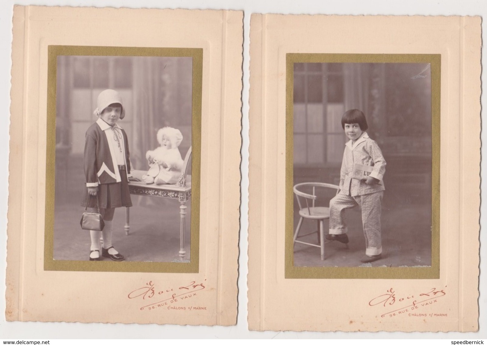 Deux Photo - Artistique Enfant Années 30-40 Chapeau Mode Poupée -BOULVE - Persone Anonimi