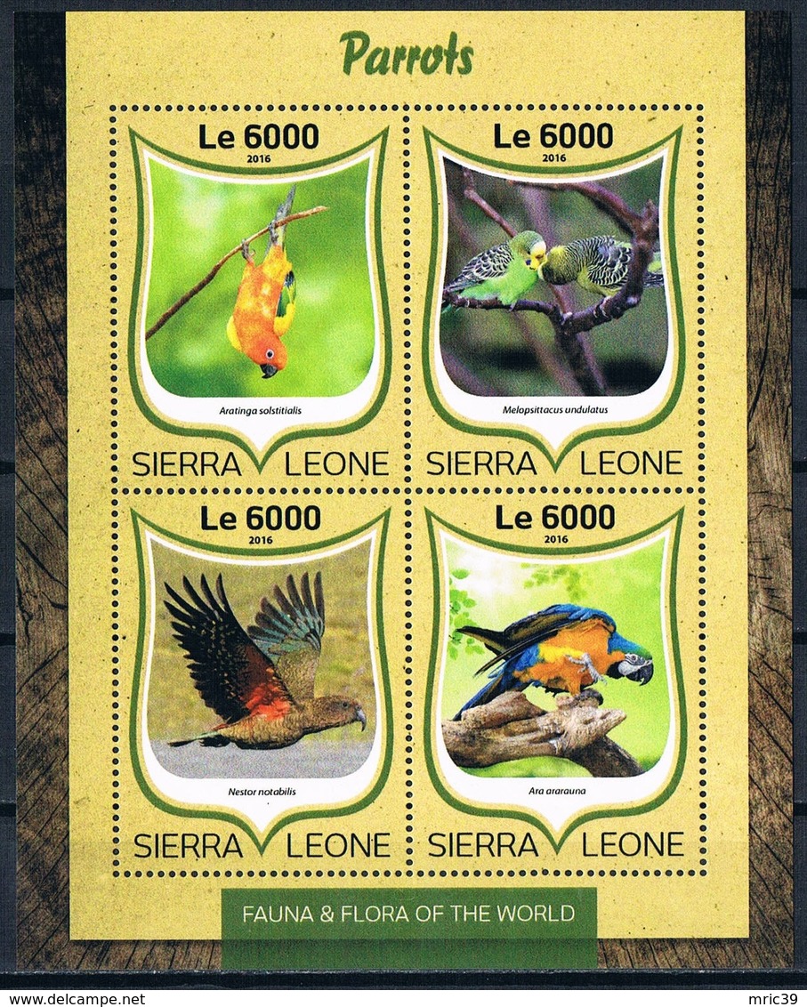 Bloc Sheet Oiseaux Perroquets Birds Parrots Neuf  MNH ** Sierra Leone 2016 - Papegaaien, Parkieten